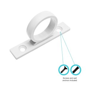 Dura Faucet Shower Hose Guide Ring, White, With Mounting Screws and Wall Anchors – DF-SA155-WT
