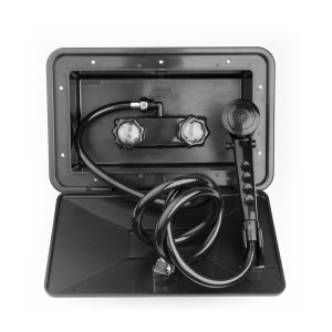 Dura Faucet Exterior Shower, 11 Inch Width X 6 Inch Height, Black, With Lock and Key – DF-SA170-BK