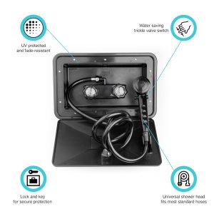 Dura Faucet Exterior Shower, 11 Inch Width X 6 Inch Height, Black, With Lock and Key – DF-SA170-BK