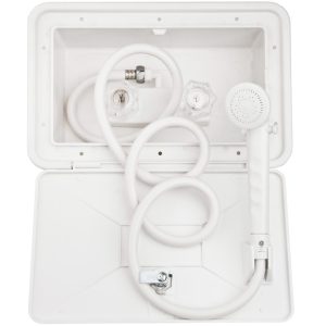Dura Faucet Exterior Shower, 11 Inch Width X 6 Inch Height, White, With Lock and Key – DF-SA170-WT