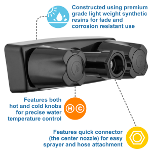 Dura Faucet Faucet, Used for Shower, Non-Metallic, Quick Connector Connection, Black, Must Use Part Number DF-SA187-BK – DF-SA180-BK
