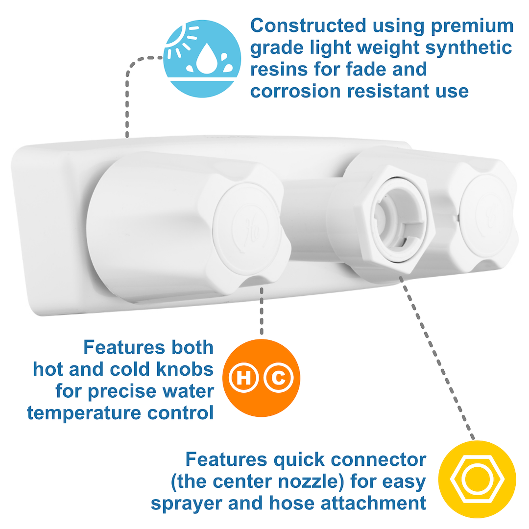 Dura Faucet Faucet, Used for Shower, Non-Metallic, Quick Connector Connection, White, Must Also Use Part Number DF-SA187-WT – DF-SA180-WT