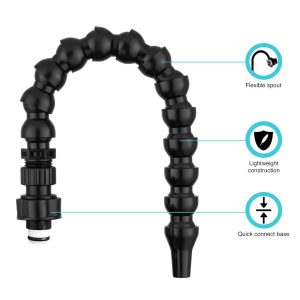 Dura Faucet Faucet Spout, Used for Shower Faucet, Flexable Hose Type, With Quick Connector, Black – DF-SA183-BK