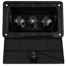 Dura Faucet Exterior Spray Port, Faucet Type with Quick Connect Valve with Box, 8-7/8 Inch Width X 5-5/8 Inch Height X 4 Inch Depth – DF-SA185-WT