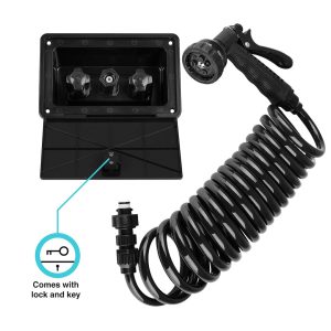 Dura Faucet Exterior Spray Port, Faucet Type with Quick Connect Spray with Box, Black – DF-SA189-BK
