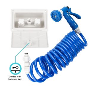 Dura Faucet Exterior Spray Port, Faucet Type with Quick Connect Spray with Box, White – DF-SA189-WT
