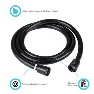 Dura Faucet Shower Head Hose, 60 Inch Length, Fits All Standard Hand Held Shower, Black – DF-SA230-BK