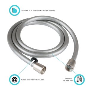 Dura Faucet Shower Head Hose, 60 Inch Length, Fits All Standard Hand Held Shower, Brushed Satin Nickel Plated – DF-SA230-SN