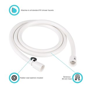 Dura Faucet Shower Head Hose, 60 Inch Length, Fits All Standard Hand Held Shower, White – DF-SA230-WT