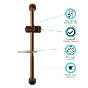 Dura Faucet Shower Head Slide Bar, Oil Rubbed Bronze Coated, Brass and Plastic – DF-SA300CL-ORB