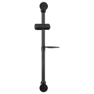 Dura Faucet Shower Head Slide Bar, Matte Black, Brass and Plastic, With Wall Bracket/ Shower Slider/ Clear Acrylic Soap Dish – DF-SA300P-MB