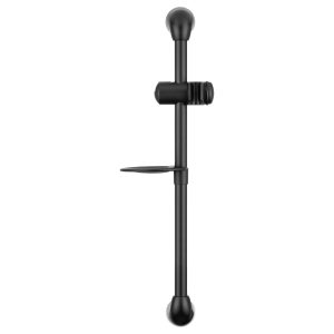 Dura Faucet Shower Head Slide Bar, Matte Black, Brass and Plastic, With Wall Bracket/ Shower Slider/ Clear Acrylic Soap Dish – DF-SA300P-MB