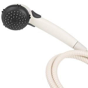 Dura Faucet Shower Head, Hand Held, With Single Function Flow Setting, Bisque Parchment, Plastic, With Flow Control Switch – DF-SA400-BQ