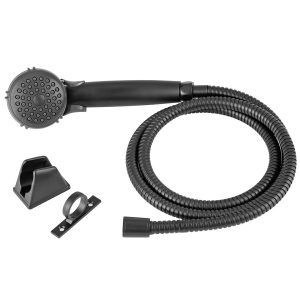 Dura Faucet Shower Head, Hand Held with 60 Inch Stainless Steel Hose, Single Spray Function – DF-SA400K-MB