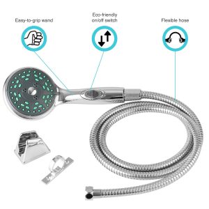 Dura Faucet Shower Head, Hand Held, Chrome Plated, With Hose Kit – DF-SA432K-CP