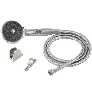 Dura Faucet Shower Head, Hand Held, Brushed Satin Nickel Plated, With Hose Kit – DF-SA432K-SN