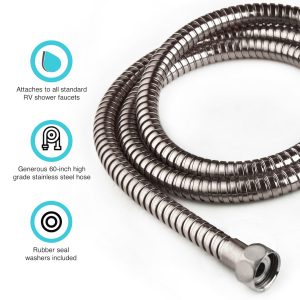 Dura Faucet Shower Head, Hand Held, Brushed Satin Nickel Plated, With Hose Kit – DF-SA432K-SN