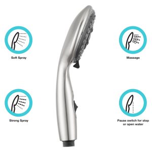 Dura Faucet Shower Head, Hand Held, Brushed Satin Nickel Plated – DF-SA432-SN
