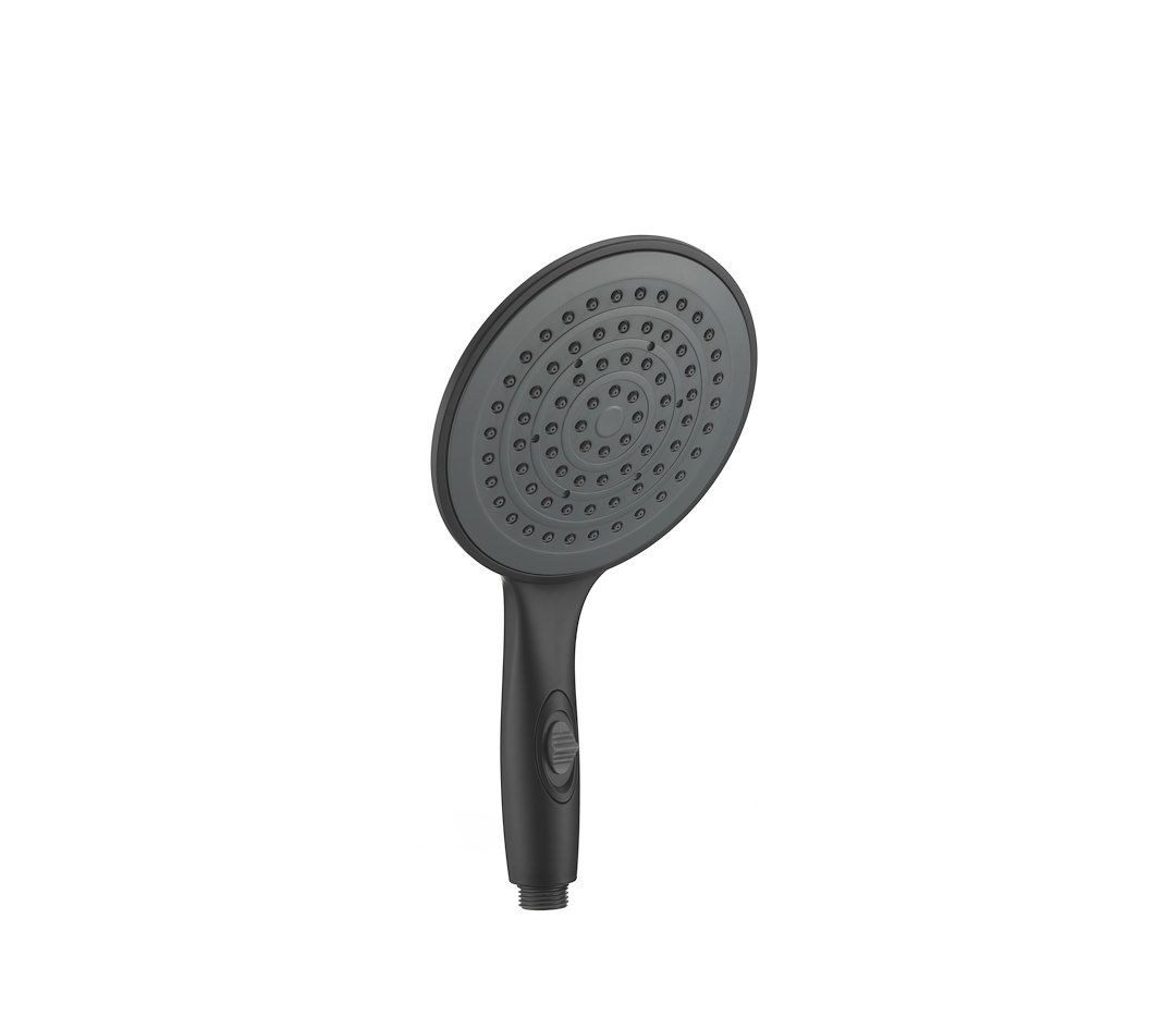 Dura Faucet Shower Head, Hand Held, Single Spray Function, 6 Inch Diameter, Matte, Black, With Water Saving on/ Off Switch – DF-SA434-MB