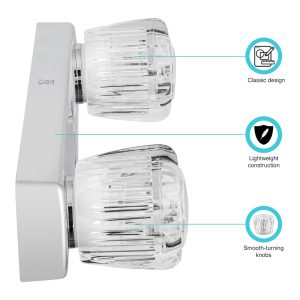 Dura Faucet Shower Control Valve, 2 Valve, Single Piece Wall Mounted, 8 Inch Center Distance, 2 Crystal Acrylic Knob Handle – DF-SA600A-CP