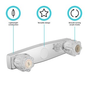 Dura Faucet Shower Control Valve, 2 Valve, Single Piece Wall Mounted, 8 Inch Center Distance, 2 Crystal Acrylic Knob Handle – DF-SA600A-CP