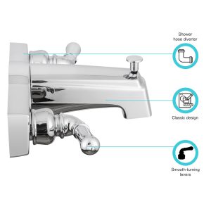 Dura Faucet Faucet, Used for Bathtub, With Tub and Shower Diverter, Classical Handles, Chrome Polished – DF-SA610C-CP