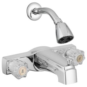 Dura Faucet Faucet, Used for Bathtub, With Tub and Shower Diverter/ Shower Head, Crystal Acrylic Knob, Chrome Polished – DF-SA611A-CP