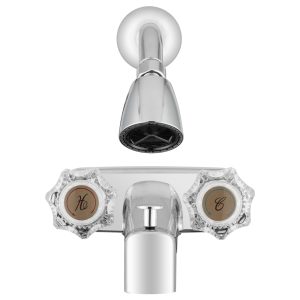 Dura Faucet Faucet, Used for Bathtub, Pop-Up Tub/Shower Diverter, Crystal Acrylic Knobs, With/Shower Head, Chrome Polished – DF-SA910A-CP