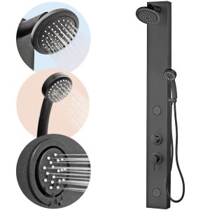 Dura Faucet Shower System, Shower Panel Tower, 3 Water Outlets(shower Head/ Hand Shower/ Jet Spray Shower), Thermostatic Mixer – DF-SA913-MB