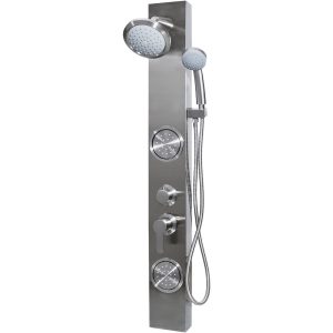Dura Faucet Shower System, Shower Panel Tower, 3 Water Outlets (shower Head/ Shower Wand/ Jet Spray Shower), 2 Handles, Wall Mount – DF-SA914-SN