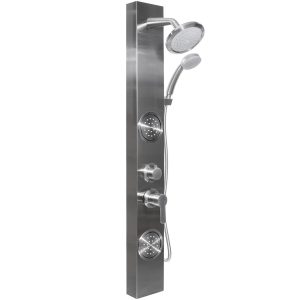 Dura Faucet Shower System, Shower Panel Tower, 3 Water Outlets (shower Head/ Shower Wand/ Jet Spray Shower), 2 Handles, Wall Mount – DF-SA914-SN