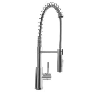 Dura Faucet Faucet, Used for Kitchen, Single Piece, Streamline Coil Spring Pull-Down Handle, Chrome Plated, Ceramic Disc Valve – DF-MK504SLK-CP