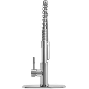 Dura Faucet Faucet, Used for Kitchen, Single Piece, Streamline Coil Spring Pull-Down Handle, Chrome Plated, Ceramic Disc Valve – DF-MK504SLK-CP
