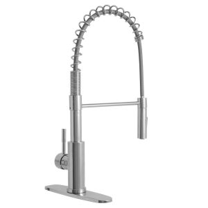 Dura Faucet Faucet, Used for Kitchen, Single Piece, Streamline Coil Spring Pull-Down Handle, Chrome Plated, Ceramic Disc Valve – DF-MK504SLK-CP