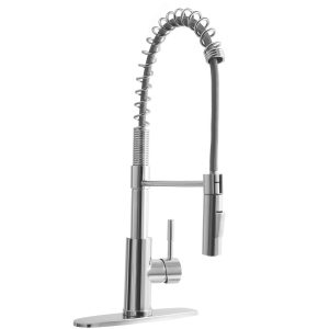 Dura Faucet Faucet, Used for Kitchen, Single Piece, Streamline Coil Spring Pull-Down Handle, Chrome Plated, Ceramic Disc Valve – DF-MK504SLK-CP