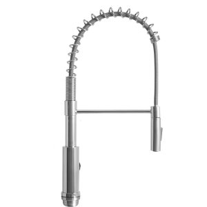 Dura Faucet Faucet, Used for Kitchen, Single Piece, Streamline Coil Spring Pull-Down Handle, Chrome Plated, Ceramic Disc Valve – DF-MK504SLK-CP