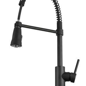 Dura Faucet Faucet, Used for Kitchen, Single Piece, Streamline Coil Spring Pull-Down Handle Spout, One Lever Handle, Matte Black – DF-MK504SLK-MB
