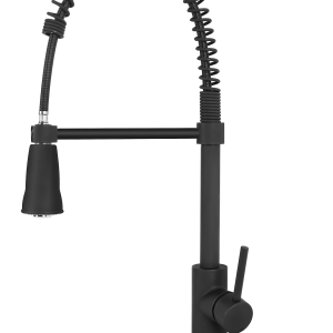 Dura Faucet Faucet, Used for Kitchen, Single Piece, Streamline Coil Spring Pull-Down Handle Spout, One Lever Handle, Matte Black – DF-MK504SLK-MB