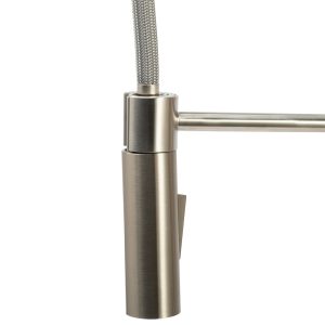Dura Faucet Faucet, Used for Kitchen, Single Piece, Streamline Coil Spring Pull-Down Handle, Brushed Satin Nickel, Ceramic Disc Valve – DF-MK504SLK-SN