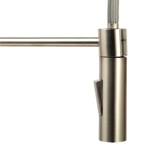 Dura Faucet Faucet, Used for Kitchen, Single Piece, Streamline Coil Spring Pull-Down Handle, Brushed Satin Nickel, Ceramic Disc Valve – DF-MK504SLK-SN