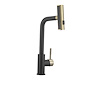 Dura Faucet Faucet, Used for Kitchen, Single Piece Deck Mount, Rainfall Pull Out Spout, Lever Type/ 1 Handle, Matte Black/ Matte Gold – DF-MK511X-MBMG