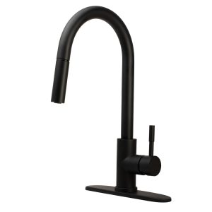 Dura Faucet Faucet, Used for Kitchen, Single Piece, Streamline Pull-Down Handle, Matte Black, Ceramic Disc Valve – DF-MK530SLK-MB