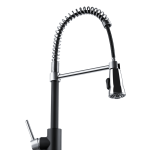 Dura Faucet Faucet, Used for Kitchen, Coil Spring Pull-Down Handle, Matte Black and Satin Nickel – DF-NMK504-MBSN