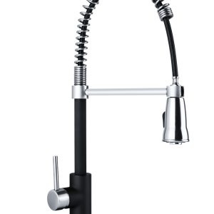Dura Faucet Faucet, Used for Kitchen, Coil Spring Pull-Down Handle, Matte Black and Satin Nickel – DF-NMK504-MBSN