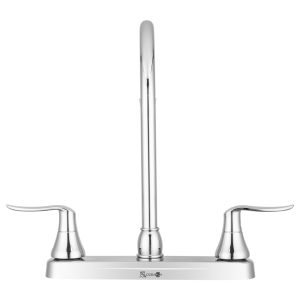 Dura Faucet Faucet, Used for Kitchen, Single Piece 8 Inch Deck Mount, 12 Inch J-Spout, Chrome Polished/ Plastic Body/ Brass Spout – DF-PK330HLH-CP