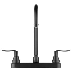 Dura Faucet Faucet, Used for Kitchen, Single Piece 8 Inch Deck Mount, Matte Black, 12 Inch J-Spout, Plastic Body/ Brass Spout – DF-PK330HLH-MB