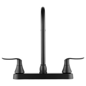 Dura Faucet Faucet, Used for Kitchen, Single Piece 8 Inch Deck Mount, Matte Black, 12 Inch J-Spout, Plastic Body/ Brass Spout – DF-PK330HLH-MB