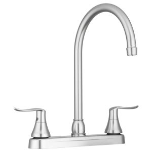 Dura Faucet Faucet, Used for Kitchen, Single Piece 8 Inch Deck Mount, 12 Inch J-Spout – DF-PK330HLH-SN
