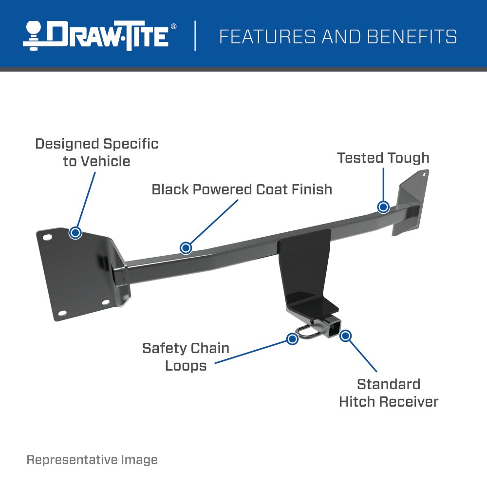 Draw-Tite Trailer Hitch Rear, Sportframe, Class I, Square Tube Welded, 1-1/4 Inch Receiver – 24796