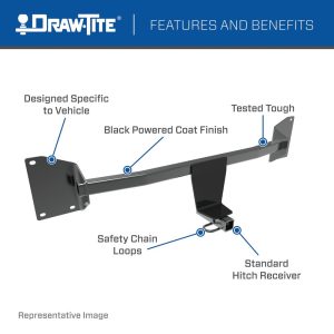 Draw-Tite Trailer Hitch Rear, Sportframe, Class I, Square Tube Welded, 1-1/4 Inch Receiver – 24949